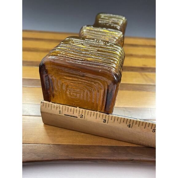 Empoli Bottle Decanter Ribbed Square Design 14" inches NO STOPPER Amber - Picture 8 of 11